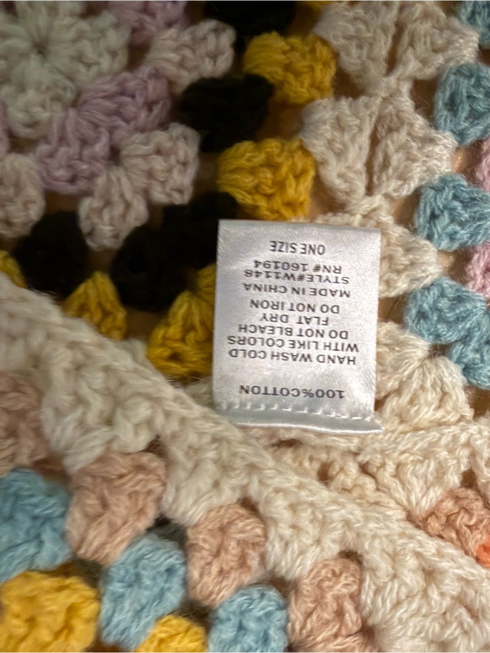 By Together  Crochet Granny Square Cardigan Pastel Multicolor One Size New - Picture 3 of 5
